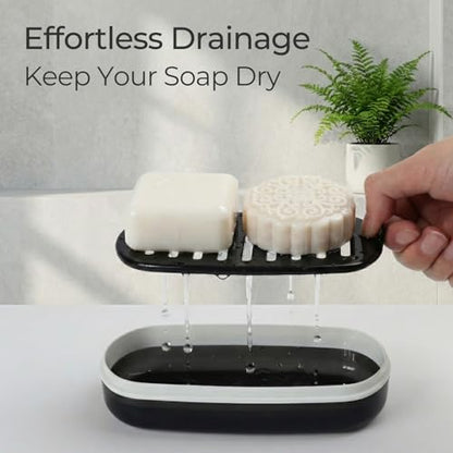 AIMAIAIMAI Shampoo Bar Holder Travel Case for Two Bars – Compatible with Kitsch Solid Shampoo & Conditioner Bars, Large Soap Container for Bathroom or Travel (1 Pack, Black Style A-Large) - color: Black Style A-large