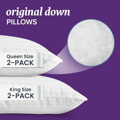 Beckham Hotel Collection Bed Pillows Queen/Standard Size Set of 2 - Down Pillow for Sleeping - Back, Stomach or Side Sleepers - size: Queen (Down)