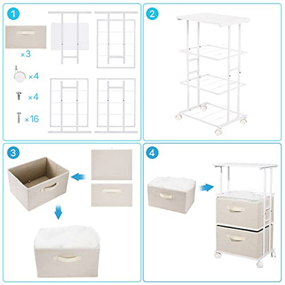 MAX Houser Dresser Tower with 3 Drawers for Bedroom, Fabric Storage Organizer Unit, Chest of Drawers with with WoodTop, Small Vertical Storage for Guest Room, Closet, Entryway(Beige) | Fabric Storage Organizer Unit, Chest of Drawers with with WoodTop, Sma