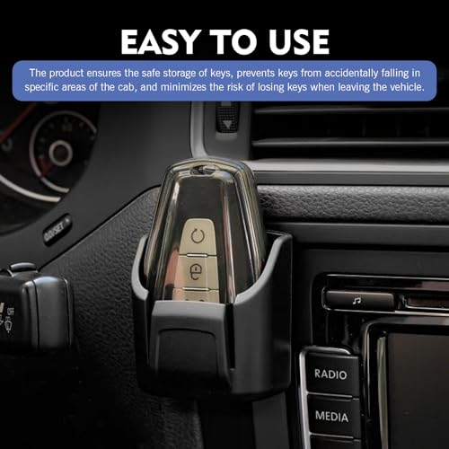 Car Key Fob Holder, Mini Key Card Organizer Box for Dashboard, Self-Adhesive Key Mount Organizers, Interior Storage Holder, Universal Gifts for Most Cars (Black)