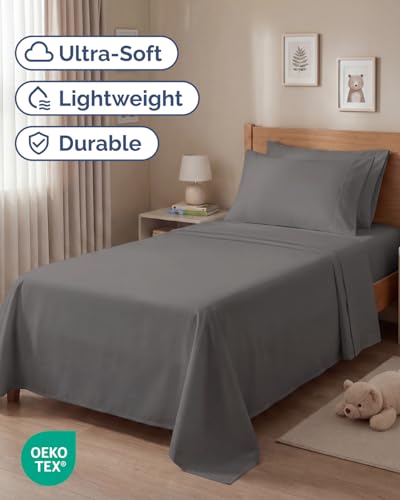Twin 4 Piece Sheet Set - Comfy Breathable & Cooling - Ultra-Soft Hotel Luxury Bedding Set with 8-16 Inch Deep Pockets - 1 Flat & 1 Fitted Sheet & 2 Pillowcases - Wrinkle Free & Easy Care - Dark Grey - color: 06 - Dark Grey, size: Twin