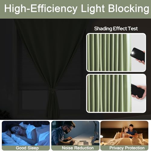 Self Adhesive Curtains - No Drilling, No Rod, Easy to Install Blackout Curtains for Window Blinds,Bedroom(Sage Green 35 * 59in-1P) - color: Sage Green, size: 35"W x 59"L (Pack of 1)