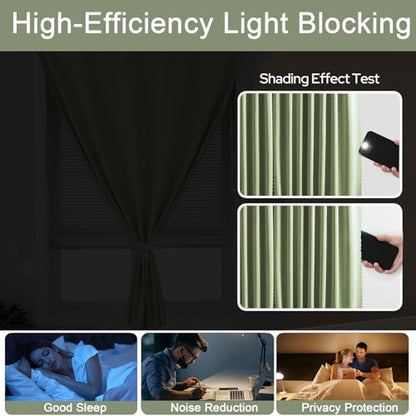Self Adhesive Curtains - No Drilling, No Rod, Easy to Install Blackout Curtains for Window Blinds,Bedroom(Sage Green 35 * 59in-1P) - color: Sage Green, size: 35"W x 59"L (Pack of 1)