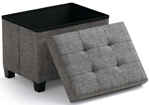 Ornavo Home Storage Ottoman Small Rectangle Ottoman with Legs, Foot Rest Stool Seat, Load up to 600 LB, for Living Room, Bedroom, Home Office, Dorm - 12 x 16 x 12, Dark Gray - color: Dark Gray, size: 16"D x 12"W x 12"H