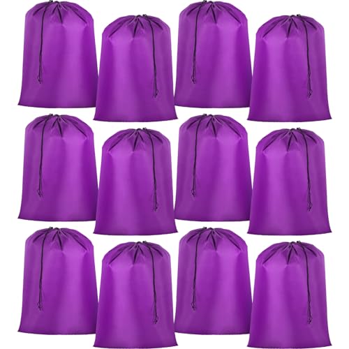 Woanger 12 Pack 28 x 45 Inch Extra Large Laundry Bags Bulk Washable Travel Laundry Bag with Drawstring Closure Large Dirty Clothes Organizer for College Dorm Home Hotel Camping(Purple) - color: Purple
