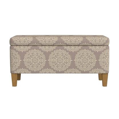 HomePop Drake 36" Storage Bench - Brown Medallion - color: Brown Medallion