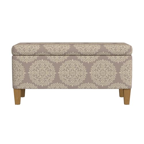 HomePop Drake 36" Storage Bench - Brown Medallion - color: Brown Medallion
