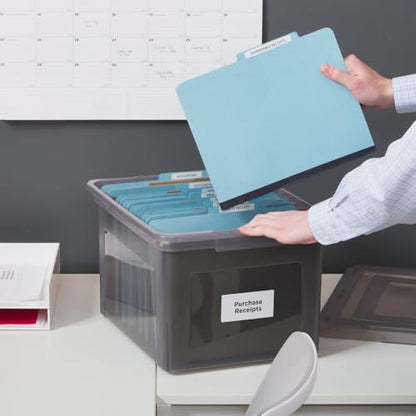 STAPLES File Box Plastic File Box Snap, Letter/Legal Size, Frost Gray, 2/Pack - color: Gray, size: 2 Pack, style: Box (Snap Lid)