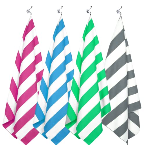 Your Choice Microfiber Beach Towel, Sand-Free Quick Dry Travel Towel, Oversized Compact Lightweight Recycled Towel for Pool Camping(67"x35"/60"x30") - color: L-live Green Stripes, size: Large(60x30")
