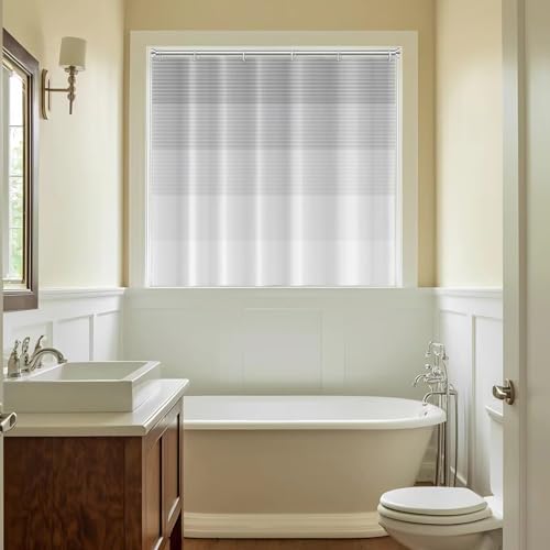 Boho Small Shower Window Curtain 30" Wx36 L Light Grey White Lines Waterproof Short Shower Curtain Set with Hooks Bohemian Stripe Shower Curtains for Bathroom - color: Grey, size: 30"W x 36"L (Pack of 1)