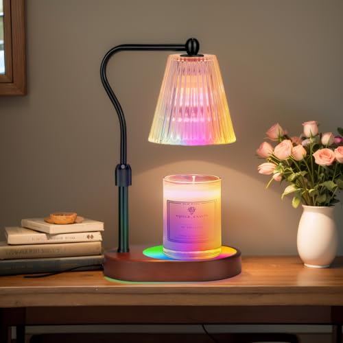 Engpure Candle Warmer Lamp with 7 LED Colors Lamp,Candle Warmer with Timer Dimmer Adjustable Height,Christmas Gift for Women Mom,Birthday Gifts for Women Mom - color: Black with RGB