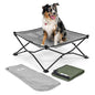 Coolaroo On-The-Go Elevated Dog Bed Kit – Portable & Cooling Travel Cot with HeatShield Fabric for Medium Dogs, Lightweight & Compact, Includes Matching Carry Bag & Everglade Green Bonus Cover, Medium - color: Everglade Green, style: Medium