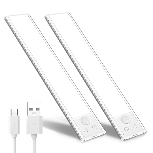 2 Pack Motion Activated RV Step Lights, 72 LEDs, White | Wireless USB rechargeable step lights with 3000mAh battery, 3 colors, 4 modes, 10 ft sensor and peel-and-stick mount - color: White 11.8In(2 pack), size: Classic Style