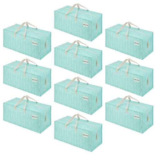 VENO 10 Pack Heavy Duty Moving Bags with Backpack Straps, Zippers & Handles, Extra Large Packing Bags for College Dorm Essentials, Moving Supplies Alternative to Cardboard Moving Boxes - color: Evergreen, size: 10 Pack