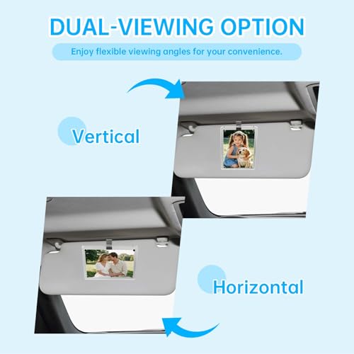 4 Pack Magnetic Car Visor Photo Holder – Personalized Acrylic Clip for Family, Pets, Travel Pictures – Easy Snap-On Car Accessory for Sun Visor (4 Pack, 2.4''x3.5'') - style: 4 Pack