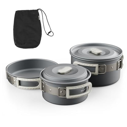 Naturehike Camping Cookware Set Mess Kit for Backpacking Gear, Camp Cooking Set, Camping Pots and Pans Set for Outdoor Backpacking Camping Hiking Picnic - color: 1.7L pot+7'' frying pan+1L pot
