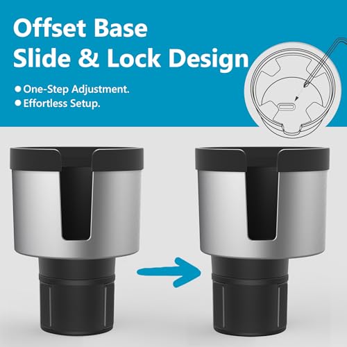 SEVEN SPARTA 2 Pack Car Cup Holder Expander Organizer Adjustable Base, Compatible with Yeti 20/26/30 oz, Hydro Flasks 32/40oz, Nalgenes 30/32/38/48 oz, Other Bottles in 3.4"-3.8" (Silver) - color: Silver, size: Medium*2