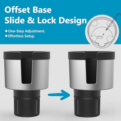 SEVEN SPARTA 2 Pack Car Cup Holder Expander Organizer Adjustable Base, Compatible with Yeti 20/26/30 oz, Hydro Flasks 32/40oz, Nalgenes 30/32/38/48 oz, Other Bottles in 3.4"-3.8" (Silver) - color: Silver, size: Medium*2