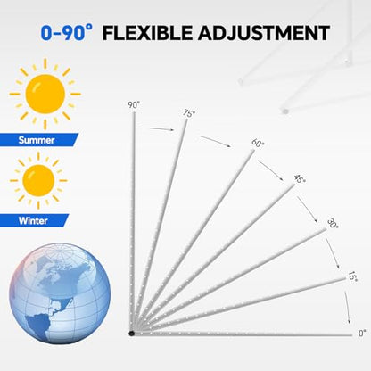 45" Solar Panel Mount Brackets Adjustable Solar Panel Tilt Mount Brackets for 100-400 Watts Solar Panel 2400Pa Windproof for Roof, RV, Ground, Boat and Off-Grid (Brackets) - color: Silver