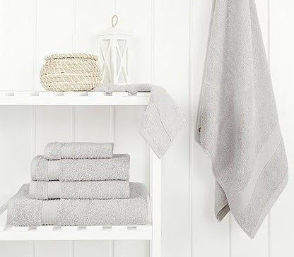 Cotton Paradise Towel Set of 6, 2 Bath Towels, 2 Hand Towels and 2 Washcloths Towels for Bathroom Sets, Platinium Grey - color: Silver Grey