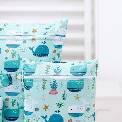 Happy Flute 3 Set Wet Bag Storage Bag Zipper Waterproof Washable | Travel Bags, Beach, Pool, Gym Bag for Cloth Diaper, Swimsuits & Wet Clothes (EF696) - color: EF696