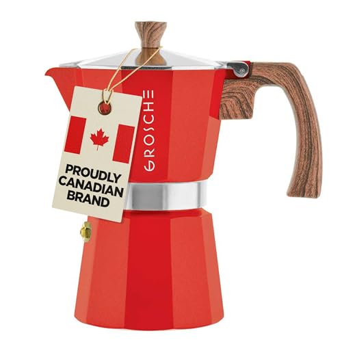 GROSCHE Milano 6 Espresso Cup, 9.3 oz Red Stovetop Espresso Maker - Italian Moka Pot - color: Red, size: 6 espresso cups
