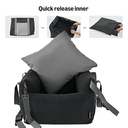 Amazon Basics Dog Car Seat, Pet Booster for Small-Medium Dogs with Leash & Washable Cover, Black - color: BLACK