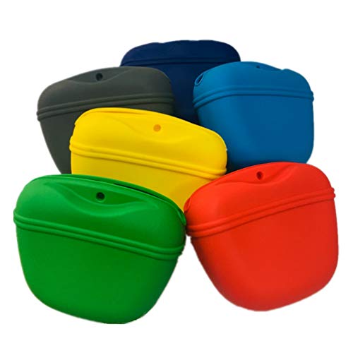 RoyalCare Silicone Dog Treat Pouch-Small Training Bag-Portable Dog Treat Bag for Leash with Magnetic Closure and Waist Clip[US Design Patent] - color: dark red