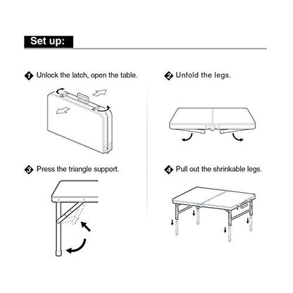 REDCAMP Small Camping Table 2 Foot, Portable Aluminum Frame Folding Table Adjustable Height Lightweight for Picnic Beach Outdoor Indoor, White 24 x 16 inch (3 Heights) - size: 2-Feet (3 heights 10"/19"/26")