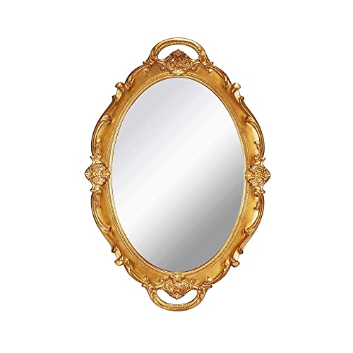 YCHMIR Vintage Mirror Small Wall Mirror Hanging Mirror 14.5 x 10 inchs Oval Gold - color: Gold