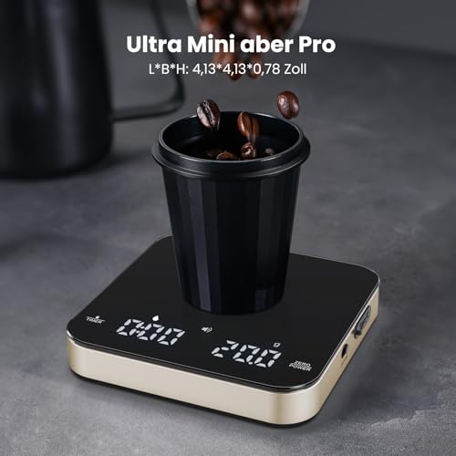 Maestri House S2 Espresso Coffee Scale with Timer, USB-C Rechargeable 2kg/0.1g Precision Shot Scale, Digital Scale for Espresso Brewing(Black & Gold) - color: Black&Gold