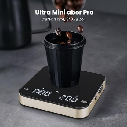Maestri House S2 Espresso Coffee Scale with Timer, USB-C Rechargeable 2kg/0.1g Precision Shot Scale, Digital Scale for Espresso Brewing(Black & Gold) - color: Black&Gold