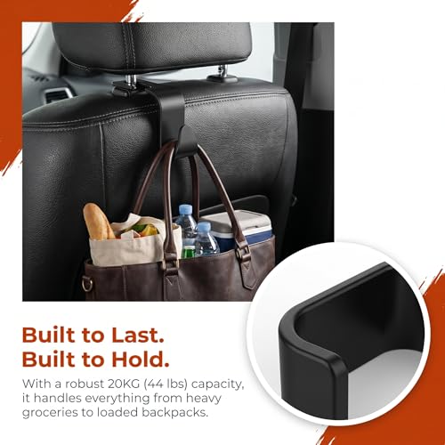 4-Pack Car Headrest Hooks Vehicle Storage Organizer for Purses Handbags Groceries Backpack Coats –Holds 44.09lbs Black - color: 4-Pack Headrest Hooks Black
