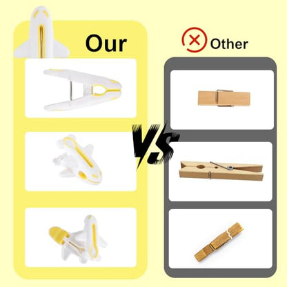 Plastic Clothes Pins Strong Clothespins-Heavy Duty Laundry Plane Clothes Clips Windproof Clamps Clothes Pegs, No Trace Design for Clothes 3 Colors 12 PCS - color: 3 Colors 12 Pcs