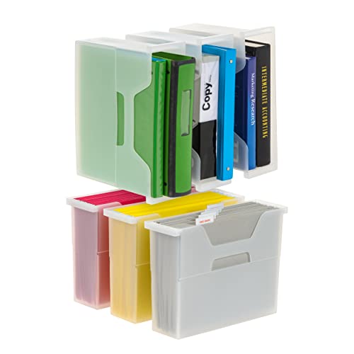 IRIS USA Small Portable Desktop File Box with Open Lid, 6 Pack, Side Handles, Hanging File Folders, Tabs & Inserts, Letter Size, Magazines, Newspapers, Mail, Books, Notebooks, Clear - size: 6 - Pack, style: Open Top Bin (S - Clear)