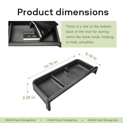 HGWEI Dash Storage Box Compatible with 2022-2025 GMC Hummer EV Pickup/SUV Interior Accessories, Center Console Dashboard Organizer Tray Mount Holder 12.3" Car Speed Dashboard (Behind Steering Wheel)
