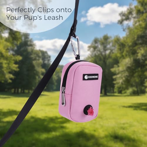 Dog Treat Pouch with Clip, Treat Pouches for Pet Training, Small Dog Treat Container Treat Bag for Leash, Waterproof Dog Treat Bag, Hands-free Training Pouch - color: Pink
