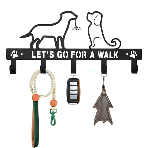 5 Hook Dog Leash Holder for Wall, for Entrances Key Holder Wall Mount&Dog Organization and Storage Gifts for Dog Lovers