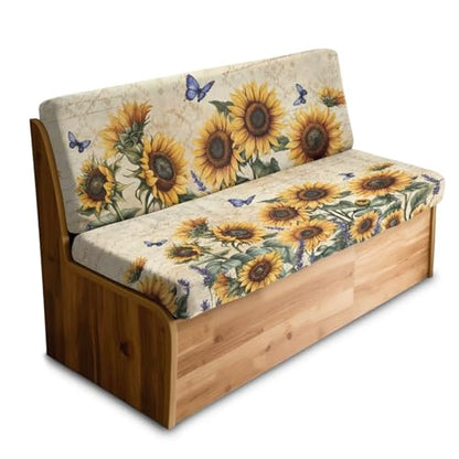 Butterfly Sunflower Pattern 2 Pack RV Dinette Cushion Covers Breathable Camper Cushion Slipcover Replacement Non-Slip Furniture Protector for RV Camper Car Bench - color: Butterfly Sunflower