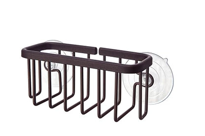 SunnyPoint NeverRust Kitchen & Bathroom Sink Caddy for Sponges, Scrubbers, Soap, 6" x 2.5" x 2.65", with Adhesive Mount - Additional Suction Cup Included –Aluminum (Oil Bronze, NOT Black) - color: Oil Bronze