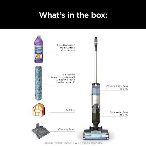 Shark HydroVac MessMaster Wet Dry Vacuum Cleaner, Cordless, 3-in-1 Vacuum Mop All in One & Self-Cleaning System, Lightweight, Powerful Suction, for Hard Floors & Area Rugs, Stone, WD261,Rose Gold - style: Cordless w/ Essential