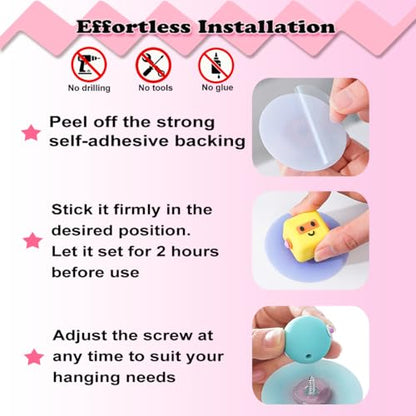 Multi-Purpose 3D Adhesive Hooks - Set of 4 Cartoon Hooks, Door Stopper, Sliding Door Handle, Drawer Pull & Toilet Lid Lifter, No Drill Decorative Wall Hooks for Kitchen, Bathroom, Door, Cabinet