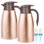 68oz Thermal Coffee Carafe, 2 Pack Airpot Insulated Coffee Urns Stainless Steel Vacuum Thermal Pot Dispenser for Coffee, Hot Water, Tea, Hot Beverage - Keep 12 Hours Hot, 24 Hours Cold (Rose Gold) - color: Gold Gold