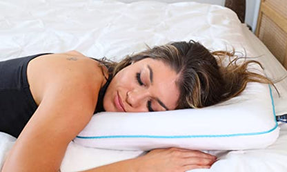 Bluewave Bedding Hyper Slim Max Cool CarbonBlue Gel Memory Foam Pillow for Stomach and Back Sleepers - Thin, Flat Design with Advanced Cooling (2.25-Inch Height, Standard Size) - style: 2.25"H Hyper Slim Max Cool (Standard)