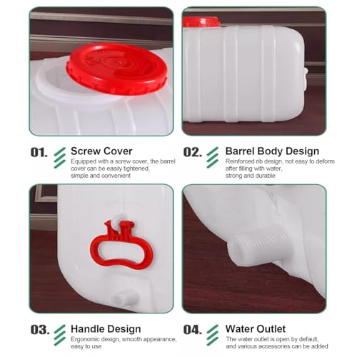 Plastic Water Tank 25L/35L/50L/80L/110L/200L Water Container，Rain Water Tank，Food-Grade Rectangular Thickened Water Tower with Faucet for Household Water Storage(Size:50L) - size: 50L