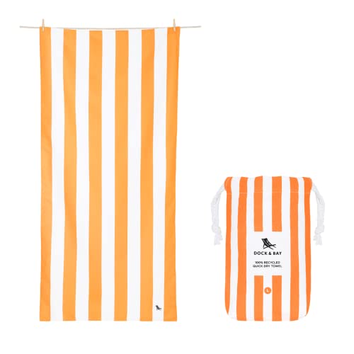 Dock & Bay Beach Towel - Quick Dry, Sand Free - Compact, Lightweight - 100% Recycled - Includes Bag - Cabana - Ipanema Orange - Extra Large (200x90cm, 78x35) - color: Cabana - Ipanema Orange, size: Extra Large (200x90cm, 78x35")