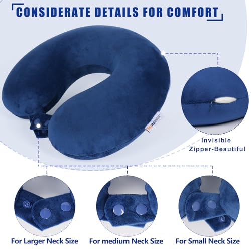 SAIREIDER Neck Pillows for Travel-Head Neck Support Travel Pillow for Traveling, Car, Home, Office Adjustable(Navy Blue) - color: Navy Blue