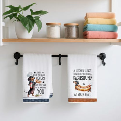 2Pcs Funny Dogs Kitchen Towels 24x14 Inch, Cute Dachshund Waffle Weave Dish Towels for Kitchen Home, White Absorbent Microfiber Hand Tea Towel, Weiner Dog Gifts for Women Dog Lovers 1 - color: Multi 0320
