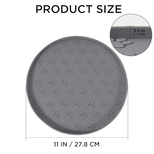 Comtim Waterproof Dog Food Mat - 2 Pack Silicone Pet Food Mat Dog Food Bowl Mats Cat Water Mats Eating Tray, Non-Slip Pet Placemat with Lip for Messy Drinkers to Protect Floor,Dark Grey 11"×11" - color: Dark Grey