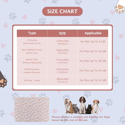 BVAGSS 6 Pack Small Dog Blanket, Super Soft Warm Pet Cover Blankets, Paw Print Puppy Fleece Flannel Blanket for Small Medium Dogs and Cats MW003 - color: Beige Paw, size: 6 Pack of 24x47 Inches